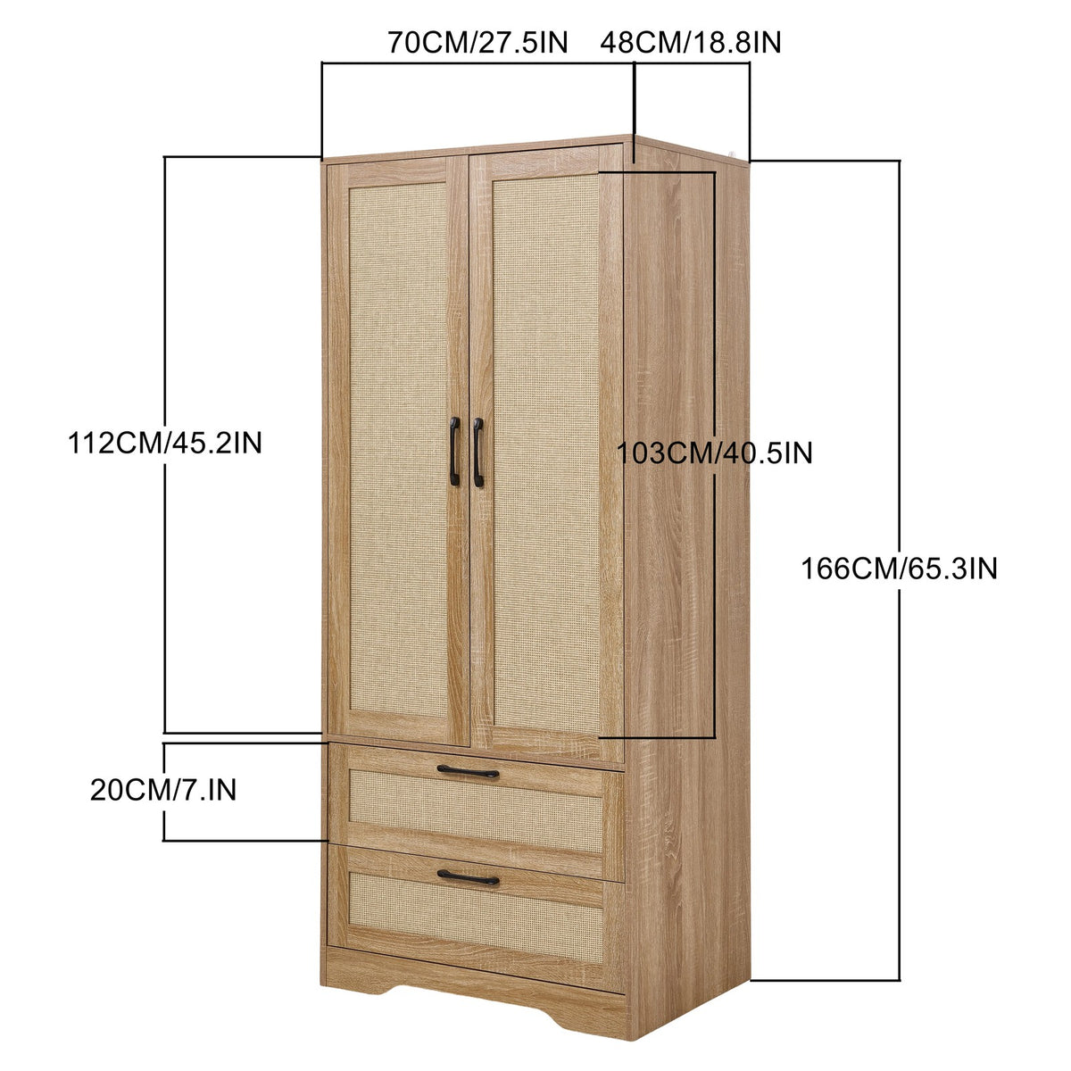 2-Door Wardrobe with 2 Drawers