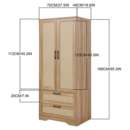 2-Door Wardrobe with 2 Drawers
