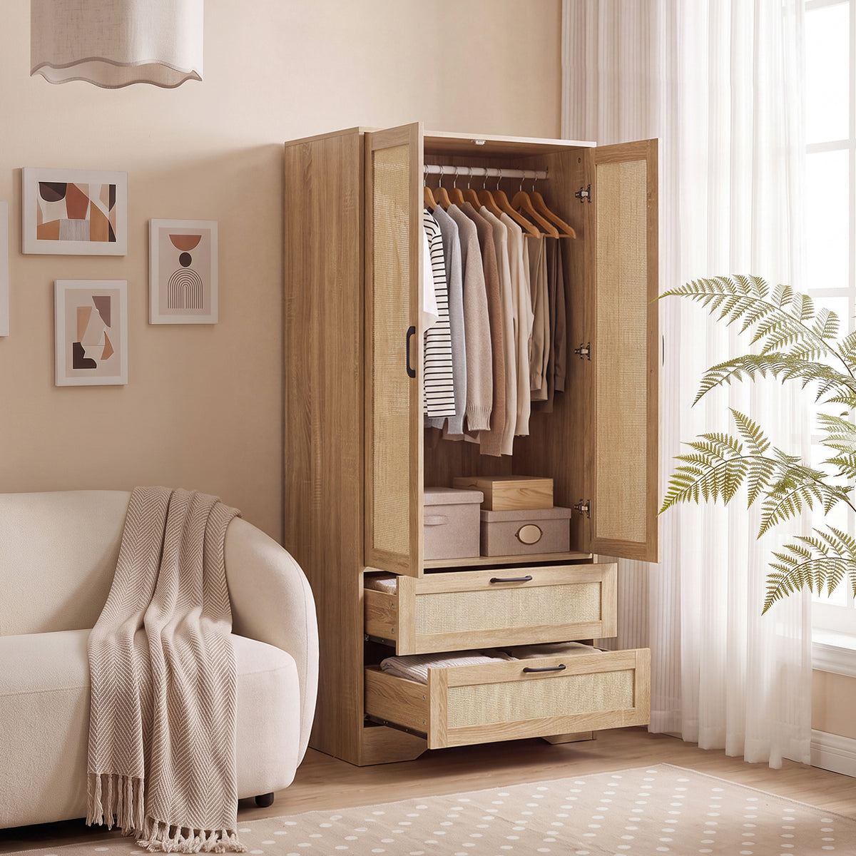 2-Door Wardrobe with 2 Drawers