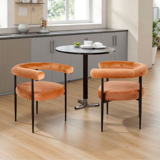 2 Pcs Modern Dining Chairs with Black Metal Legs
