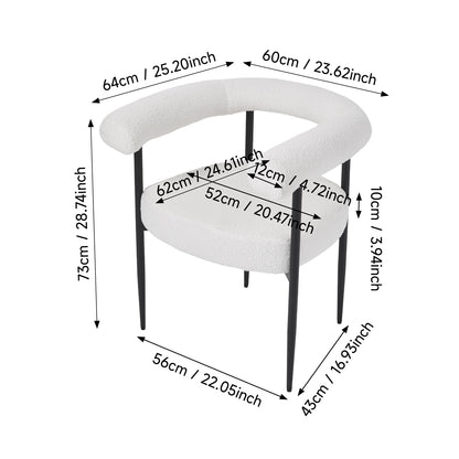 2 Pcs Modern Dining Chairs with Black Metal Legs
