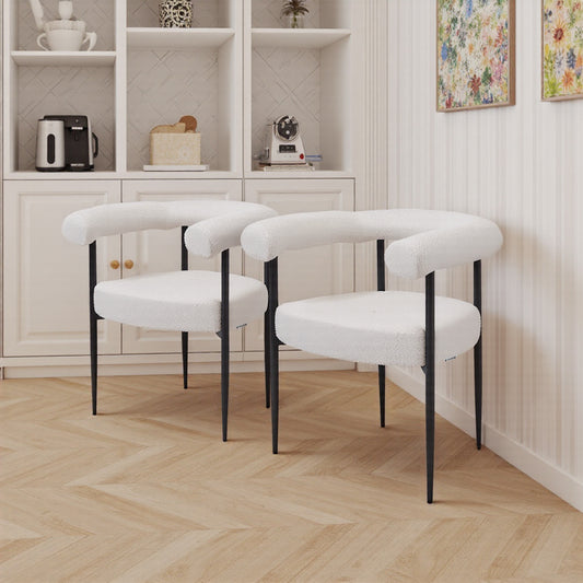 2 Pcs Modern Dining Chairs with Black Metal Legs