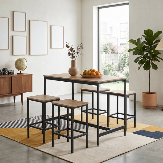5-Piece Bar Table Set with 4 Stools