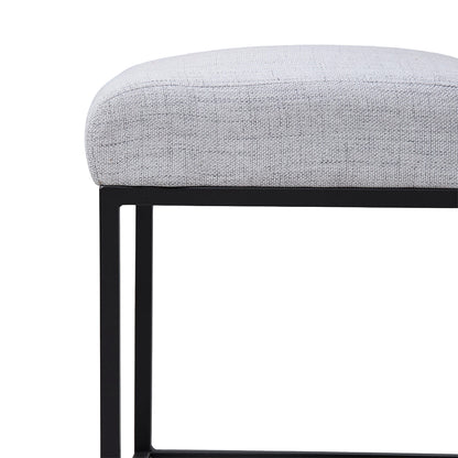Set of 2 Chenille Upholstered Dining Chairs with Black Metal Legs