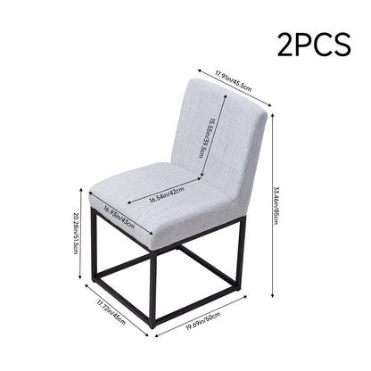 Set of 2 Chenille Upholstered Dining Chairs with Black Metal Legs