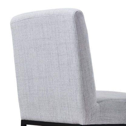 Set of 2 Chenille Upholstered Dining Chairs with Black Metal Legs