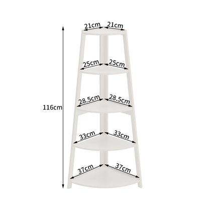 Modern 5-Tier Wooden Ladder Corner Bookshelf Home Display Shelf Unit