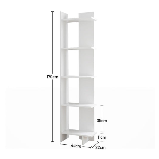 Industrial 5-Tier Corner Bookshelf Shelf Unit
