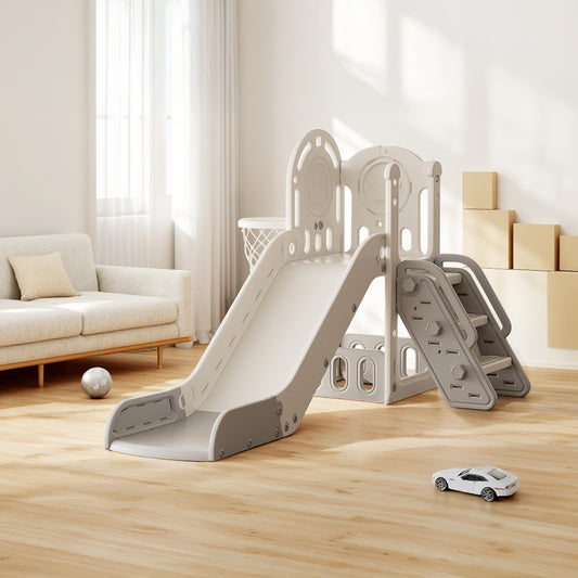 Toddler Slide Playset with Basketball Hoop and Climbing Stairs
