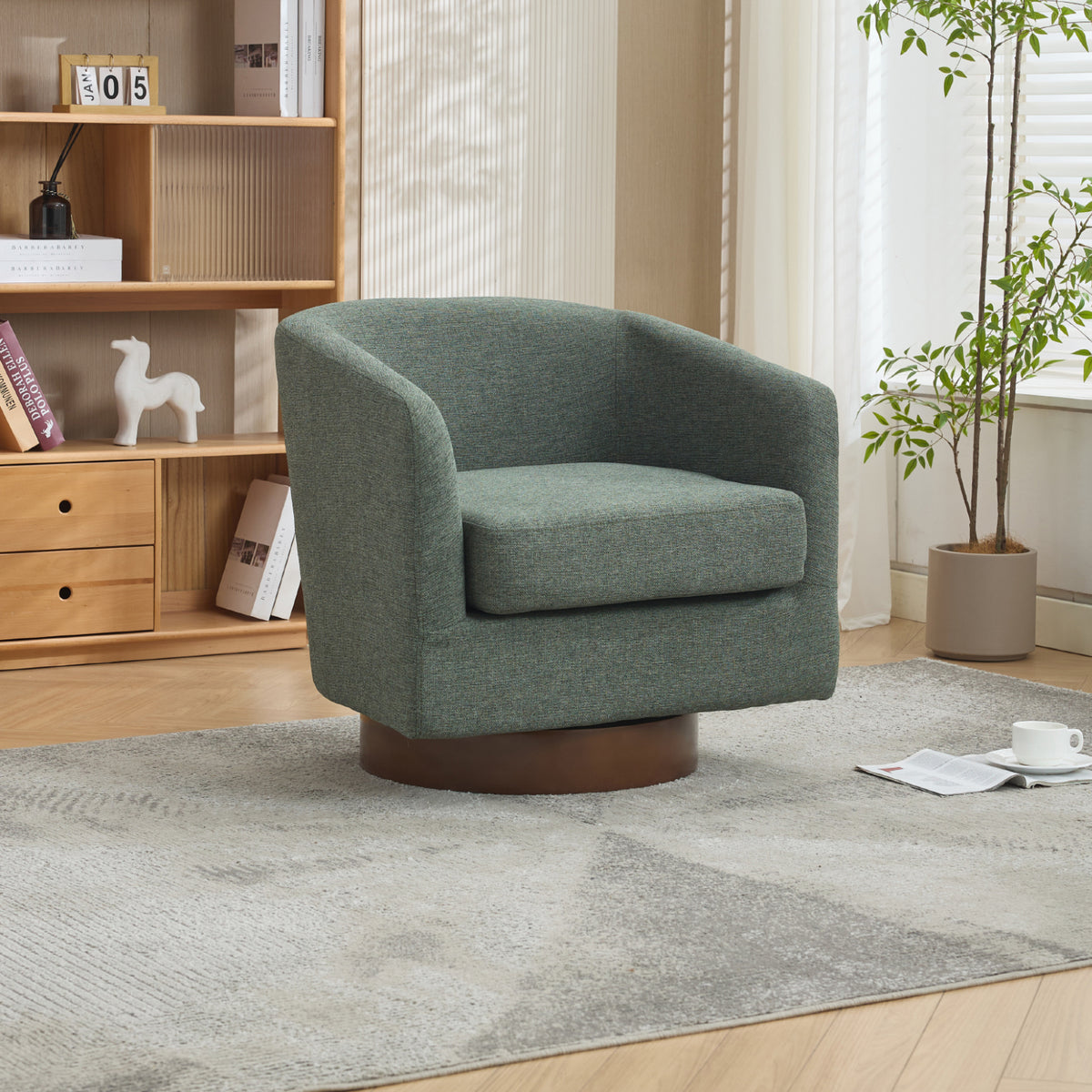 360° Swivel Upholstered Barrel Accent Chair Armchair