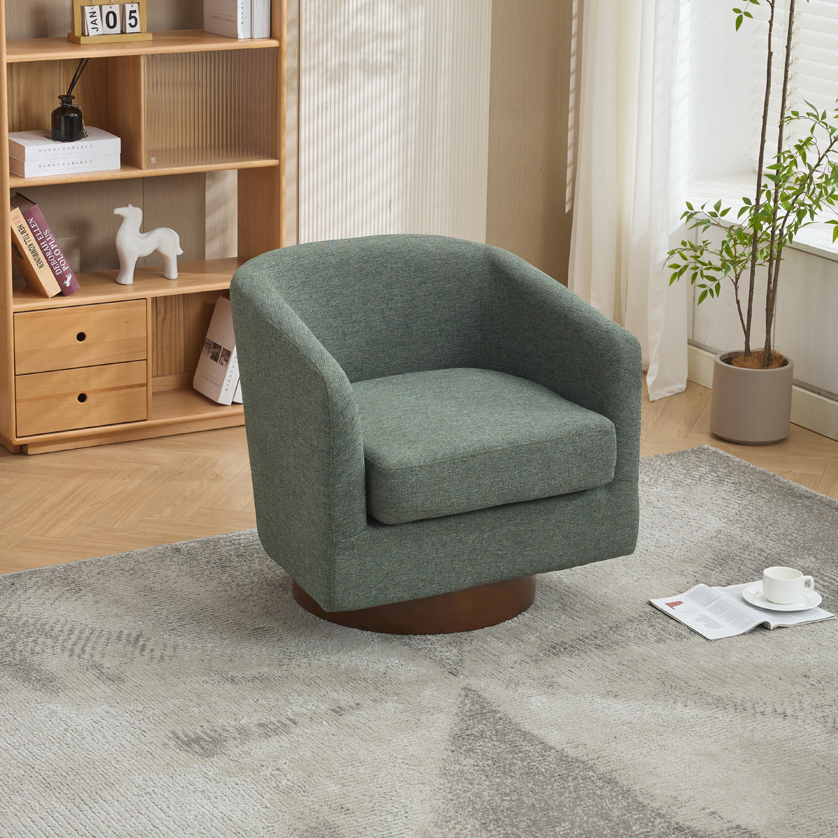 360° Swivel Upholstered Barrel Accent Chair Armchair