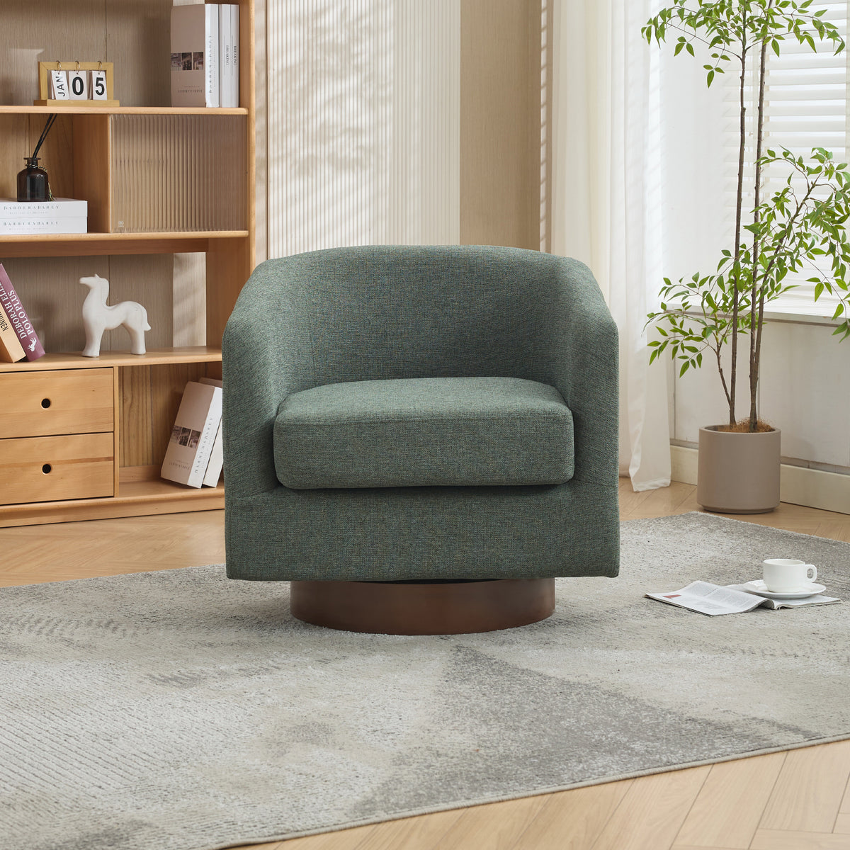 360° Swivel Upholstered Barrel Accent Chair Armchair