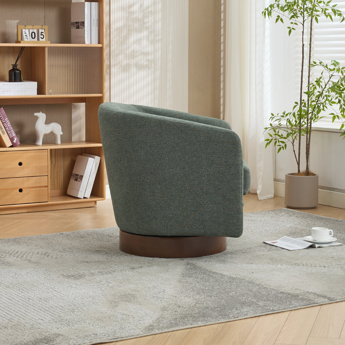 360° Swivel Upholstered Barrel Accent Chair Armchair