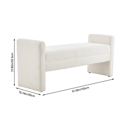 White Teddy Fleece Upholstered Bench