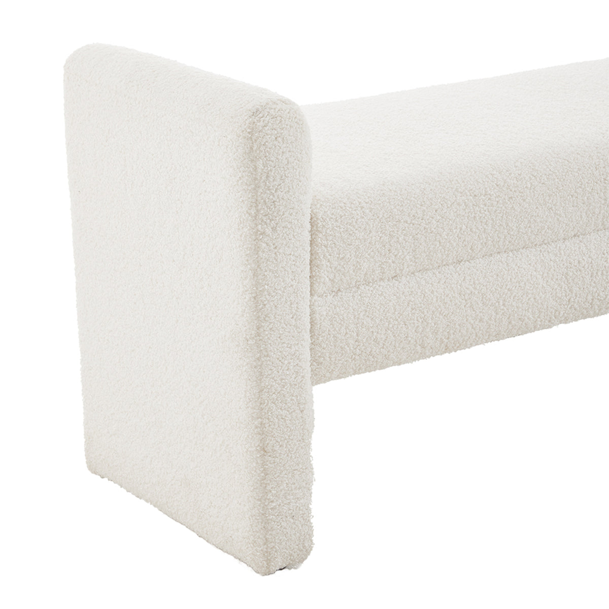 White Teddy Fleece Upholstered Bench