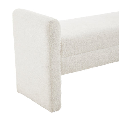 White Teddy Fleece Upholstered Bench