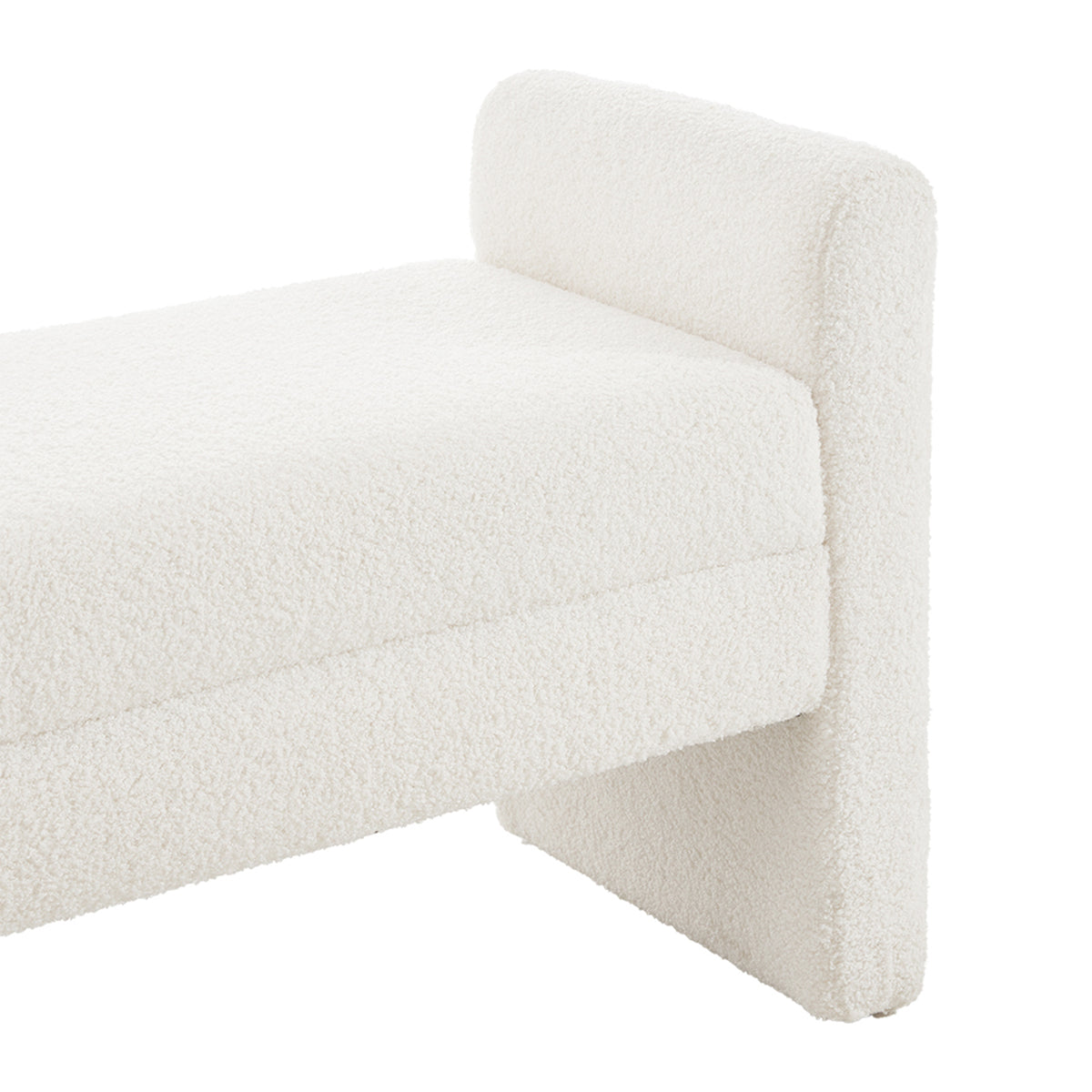 White Teddy Fleece Upholstered Bench