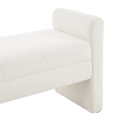 White Teddy Fleece Upholstered Bench