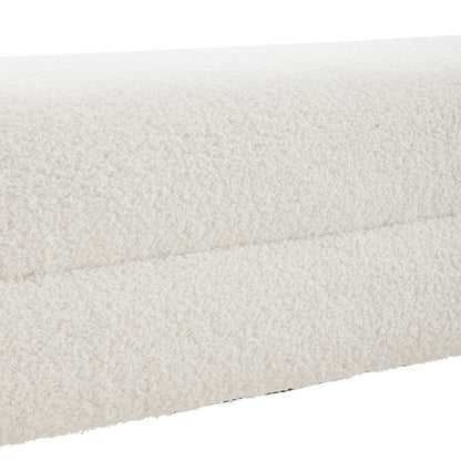 White Teddy Fleece Upholstered Bench