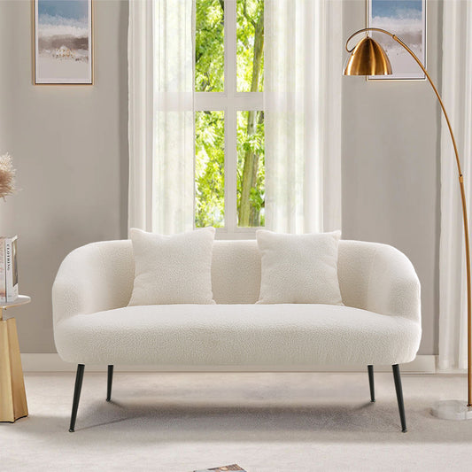 Modern Teddy Fleece 2-Seater Sofa with 2 Scatter Cushions