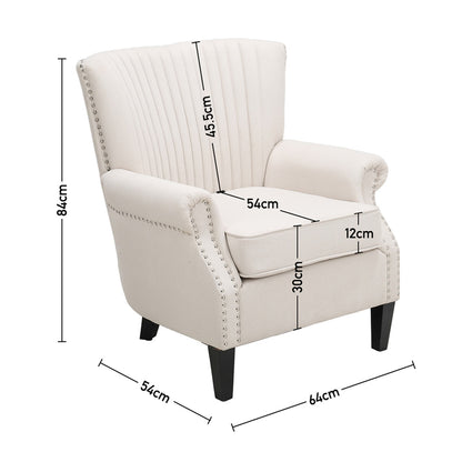 Vertical Channel Tufted Armchair with Nailhead Trim