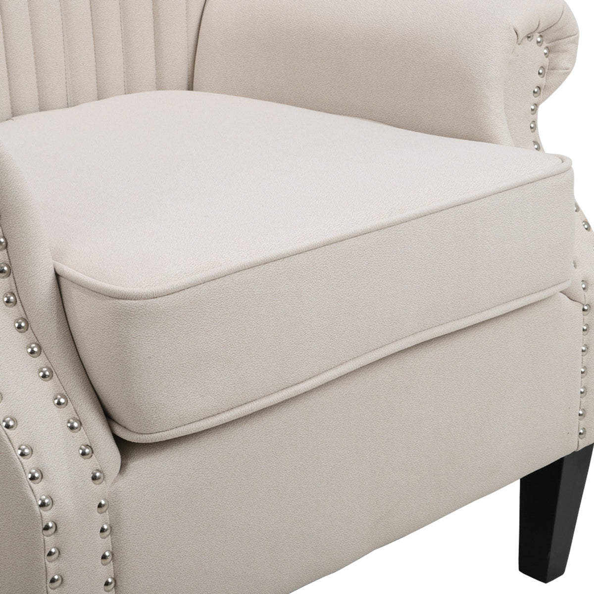 Vertical Channel Tufted Armchair with Nailhead Trim