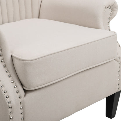 Vertical Channel Tufted Armchair with Nailhead Trim