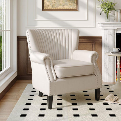 Vertical Channel Tufted Armchair with Nailhead Trim