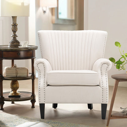 Vertical Channel Tufted Armchair with Nailhead Trim