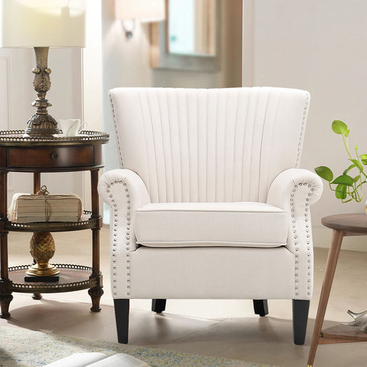 Vertical Channel Tufted Armchair with Nailhead Trim