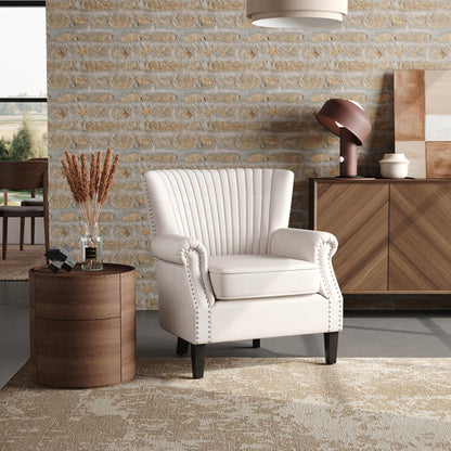 Vertical Channel Tufted Armchair with Nailhead Trim