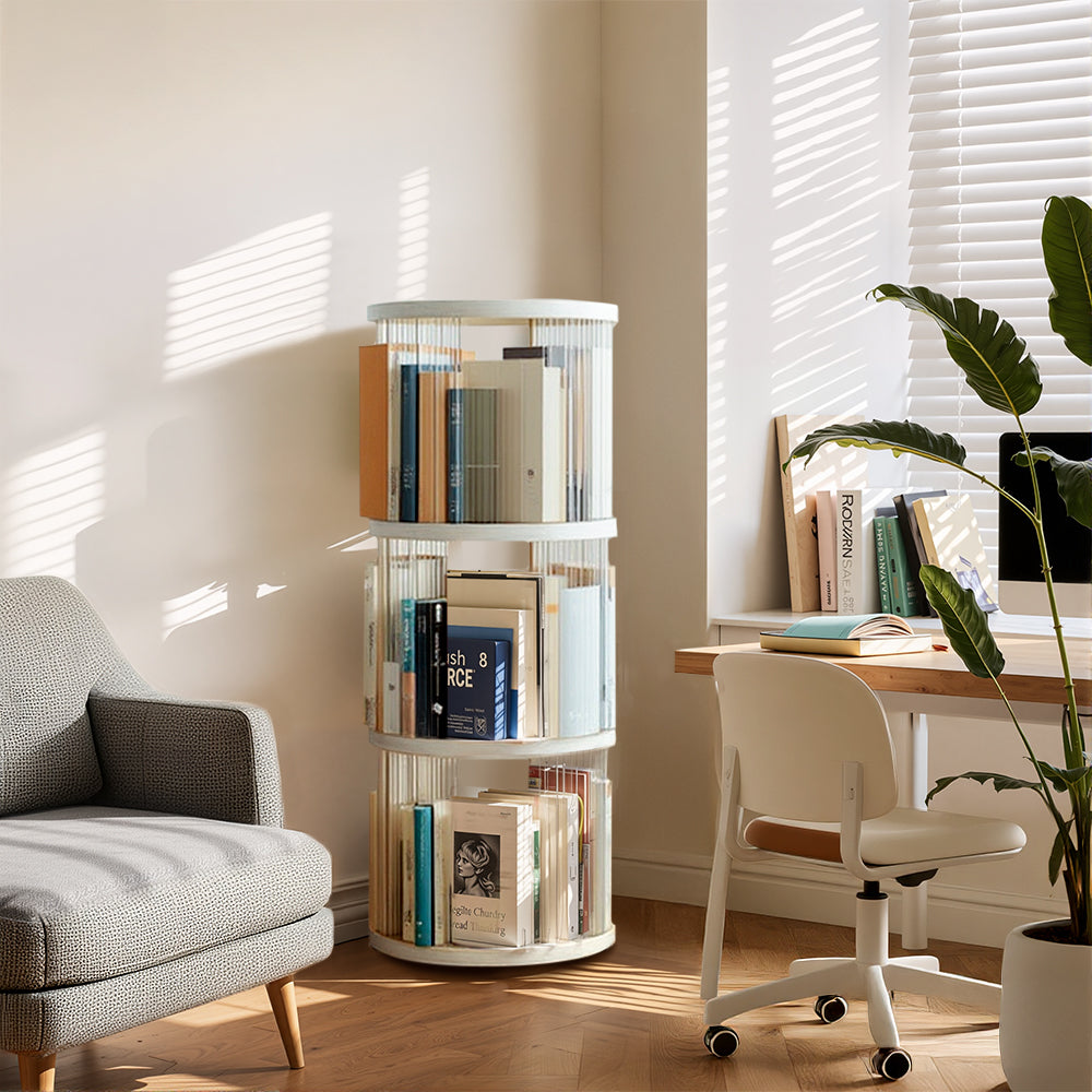 3-Tier Plastic Round Rotating Bookshelf