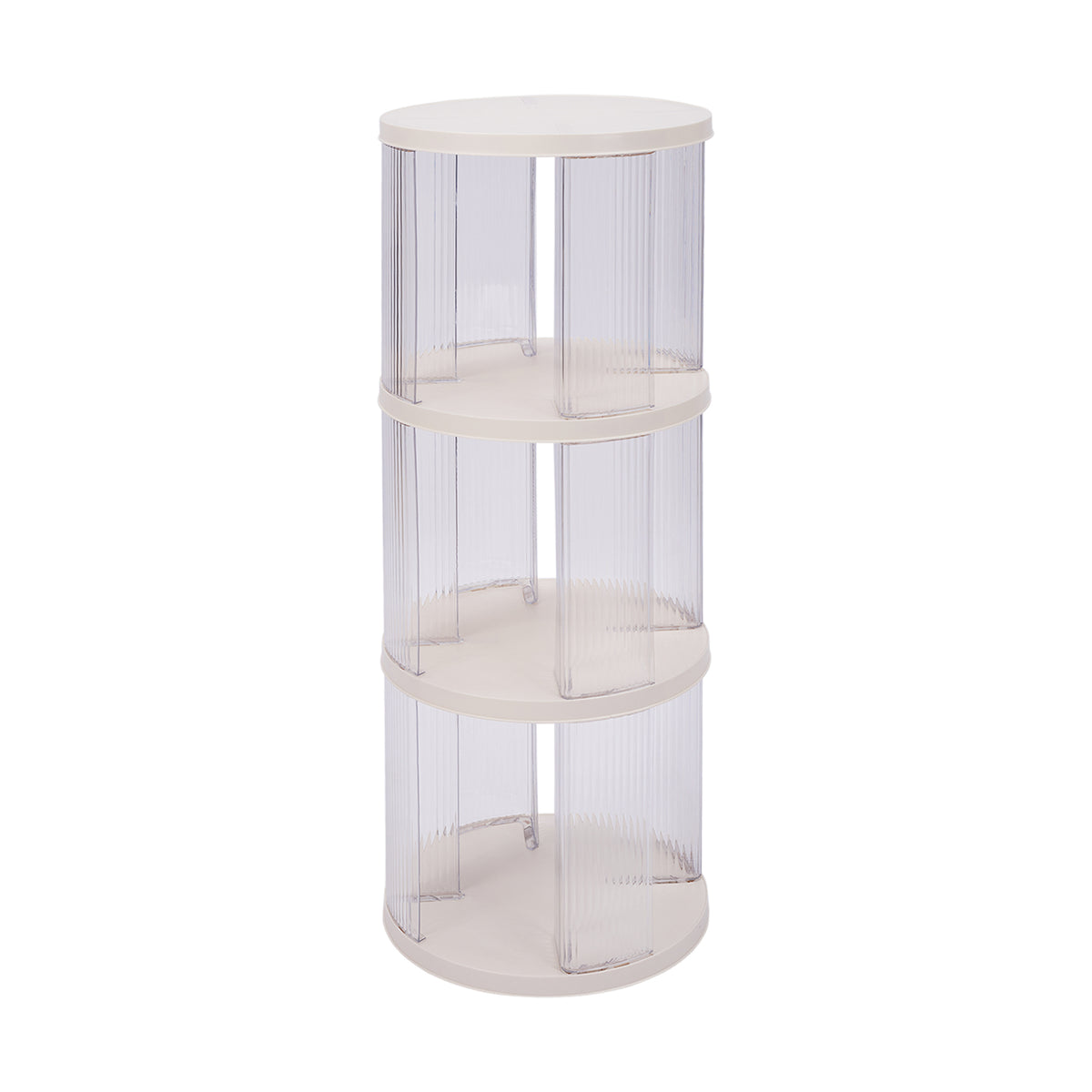 3-Tier Plastic Round Rotating Bookshelf