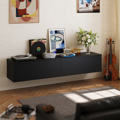 Floating TV Stand with 2 Flip-Down Drawers