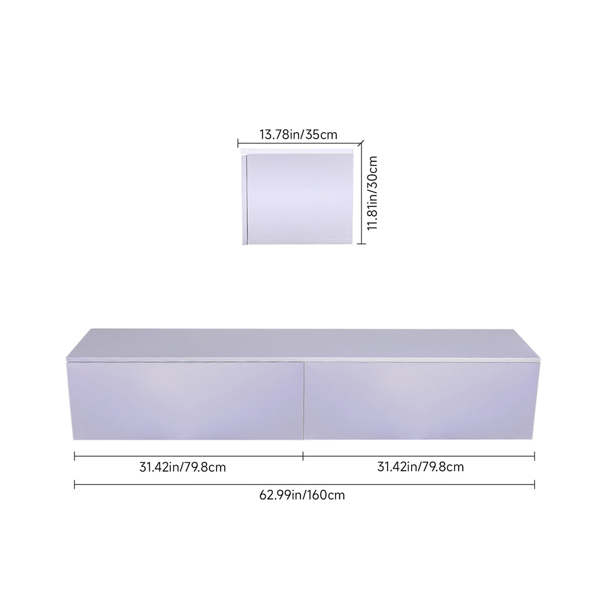 Floating TV Stand with 2 Flip-Down Drawers