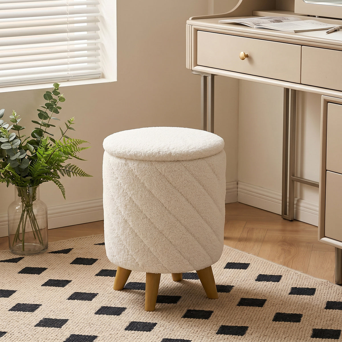 Modern Round Storage Ottoman