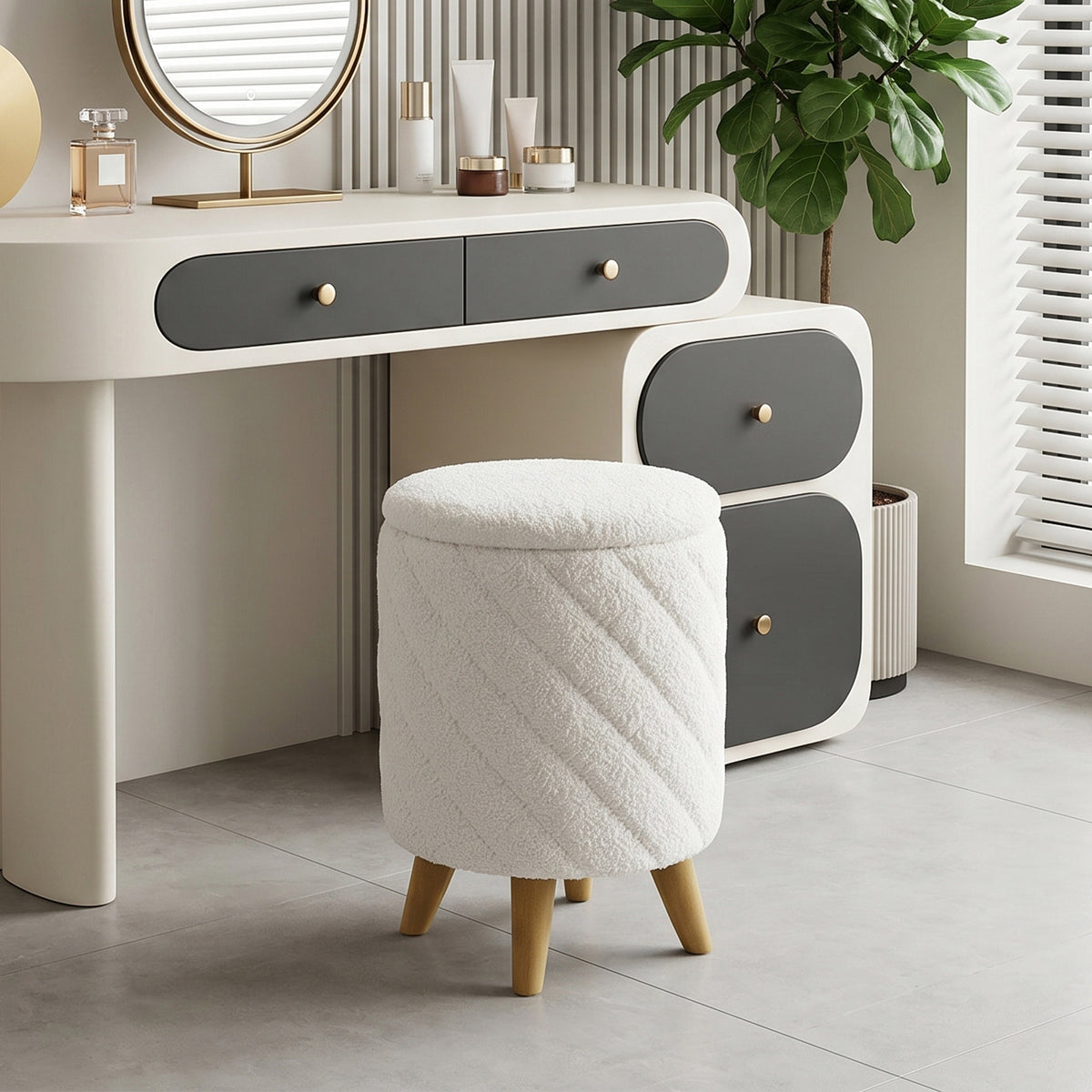 Modern Round Storage Ottoman