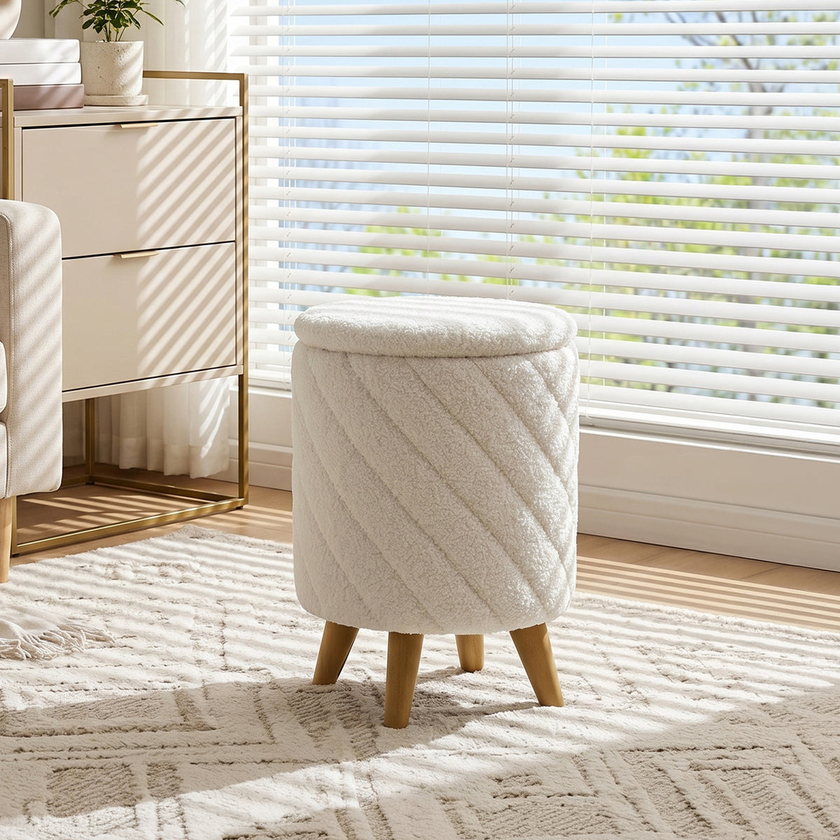 Modern Round Storage Ottoman