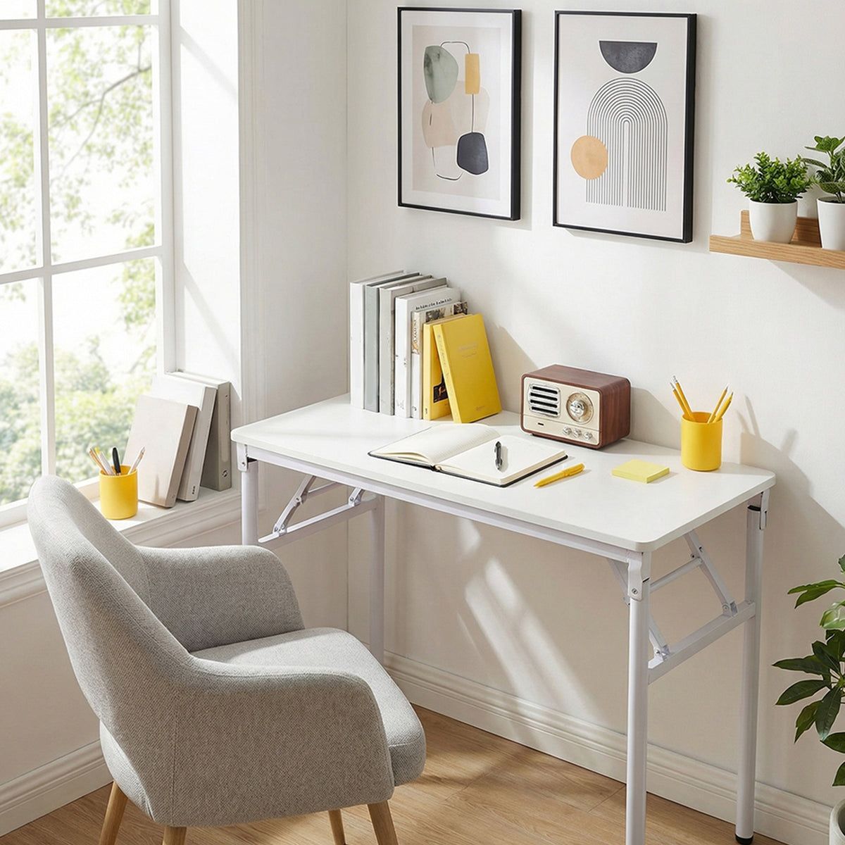 Folding Office Desk with Adjustable Foot Pads
