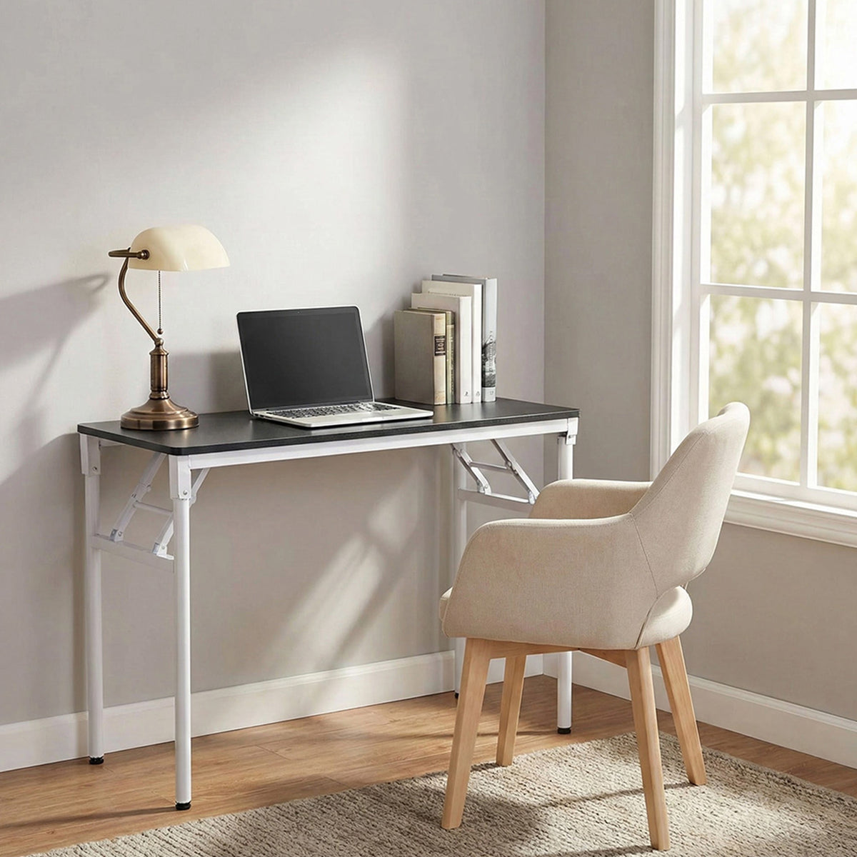 Folding Office Desk with Adjustable Foot Pads