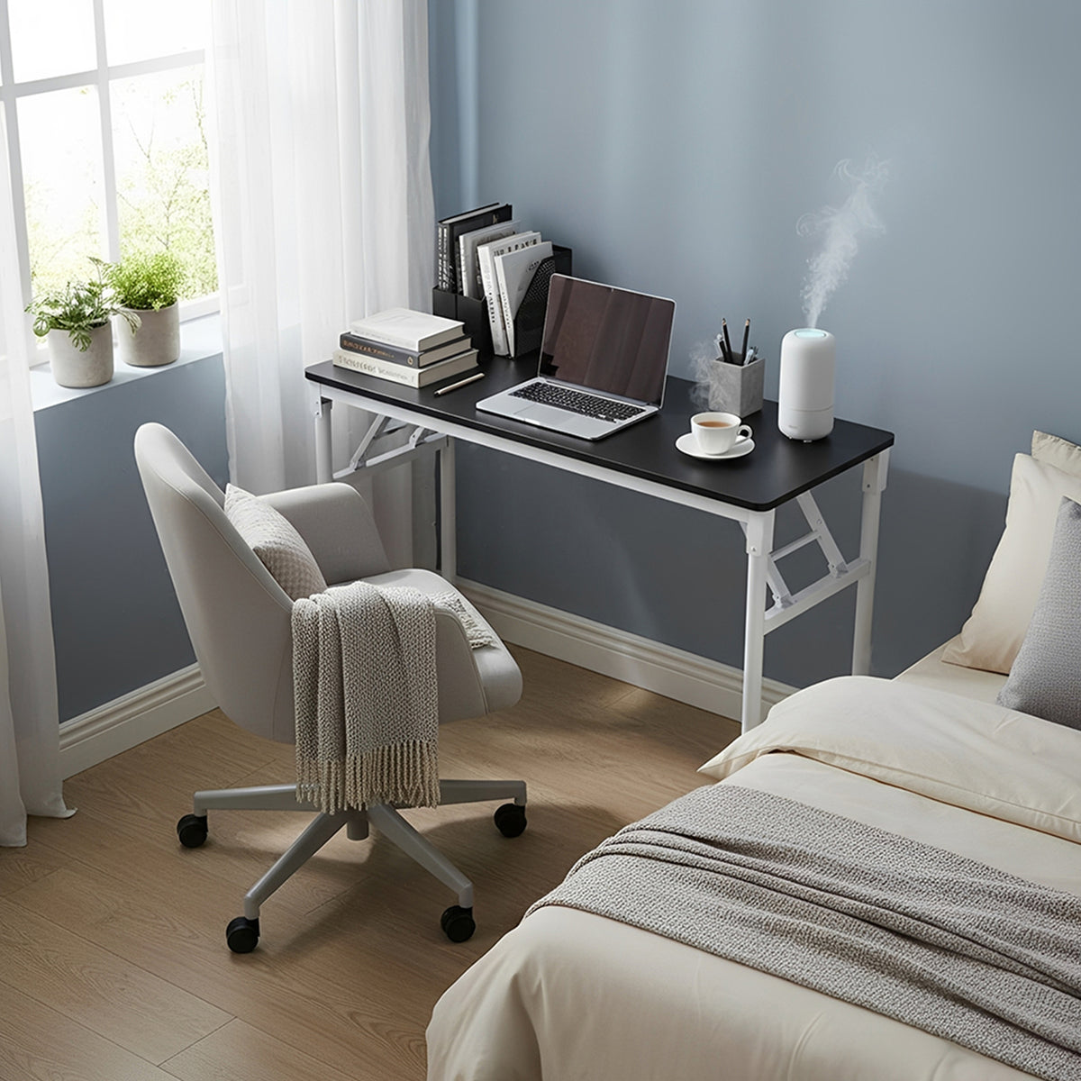 Folding Office Desk with Adjustable Foot Pads