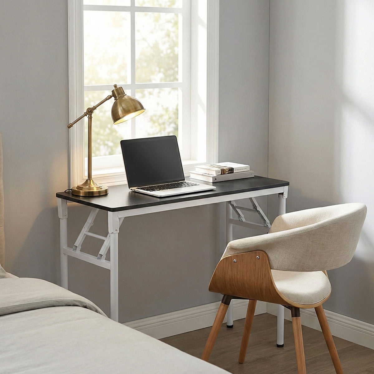 Folding Office Desk with Adjustable Foot Pads