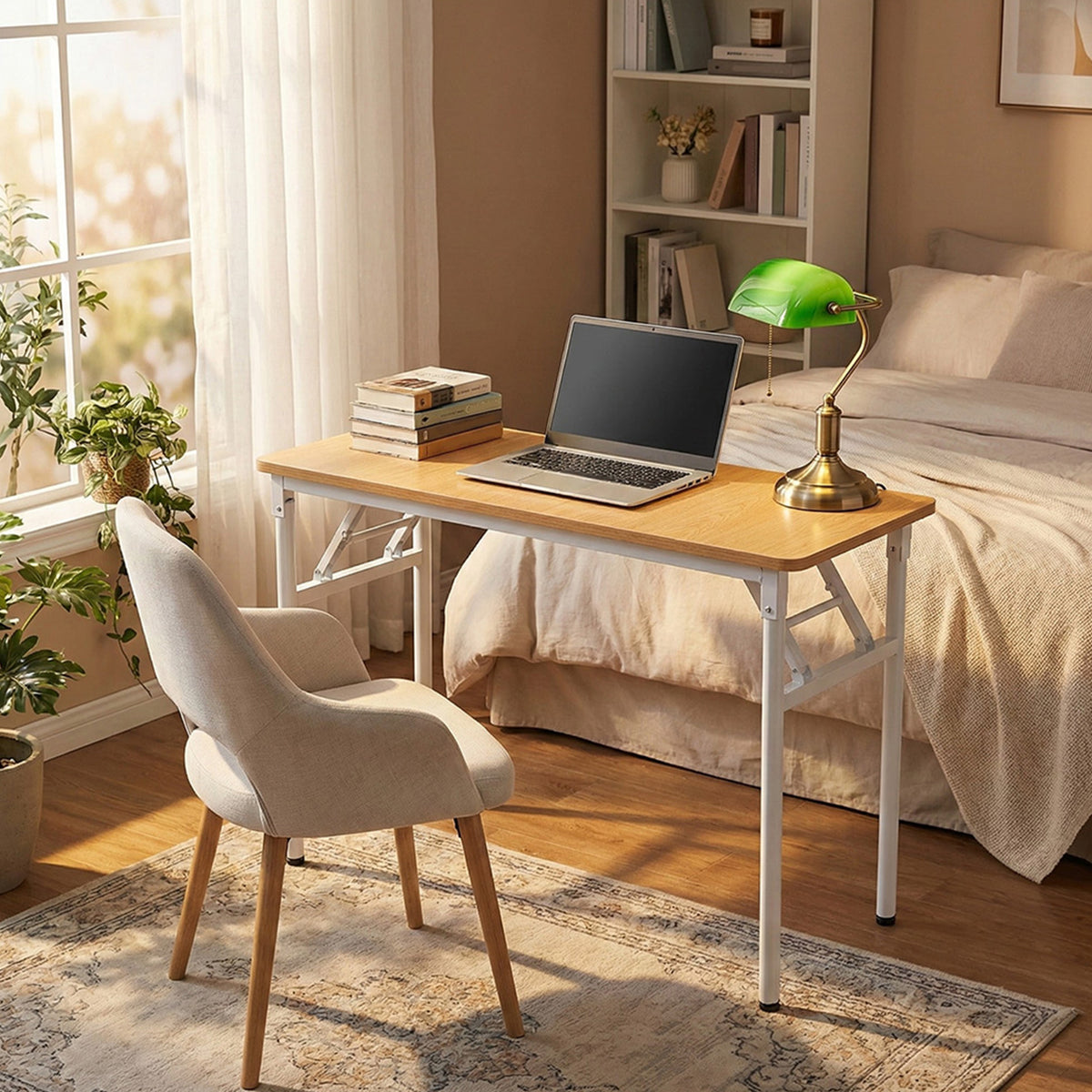 Folding Office Desk with Adjustable Foot Pads