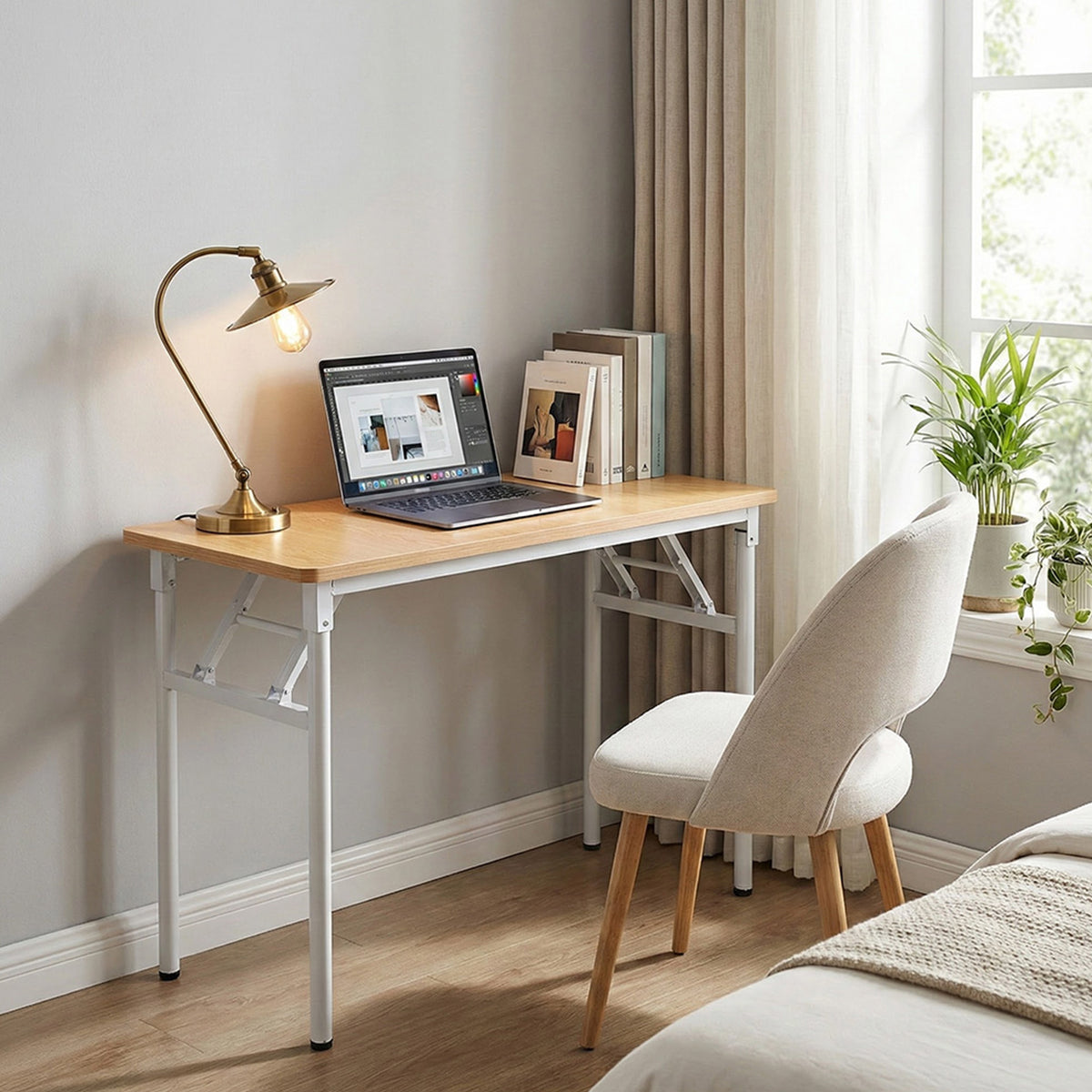 Folding Office Desk with Adjustable Foot Pads