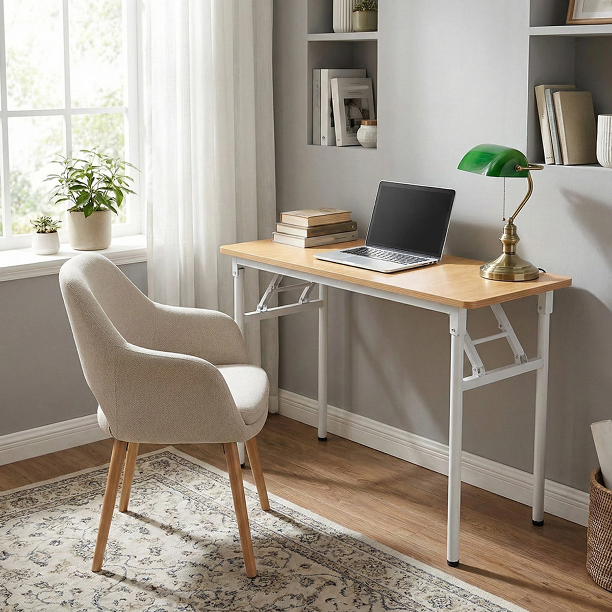Folding Office Desk with Adjustable Foot Pads