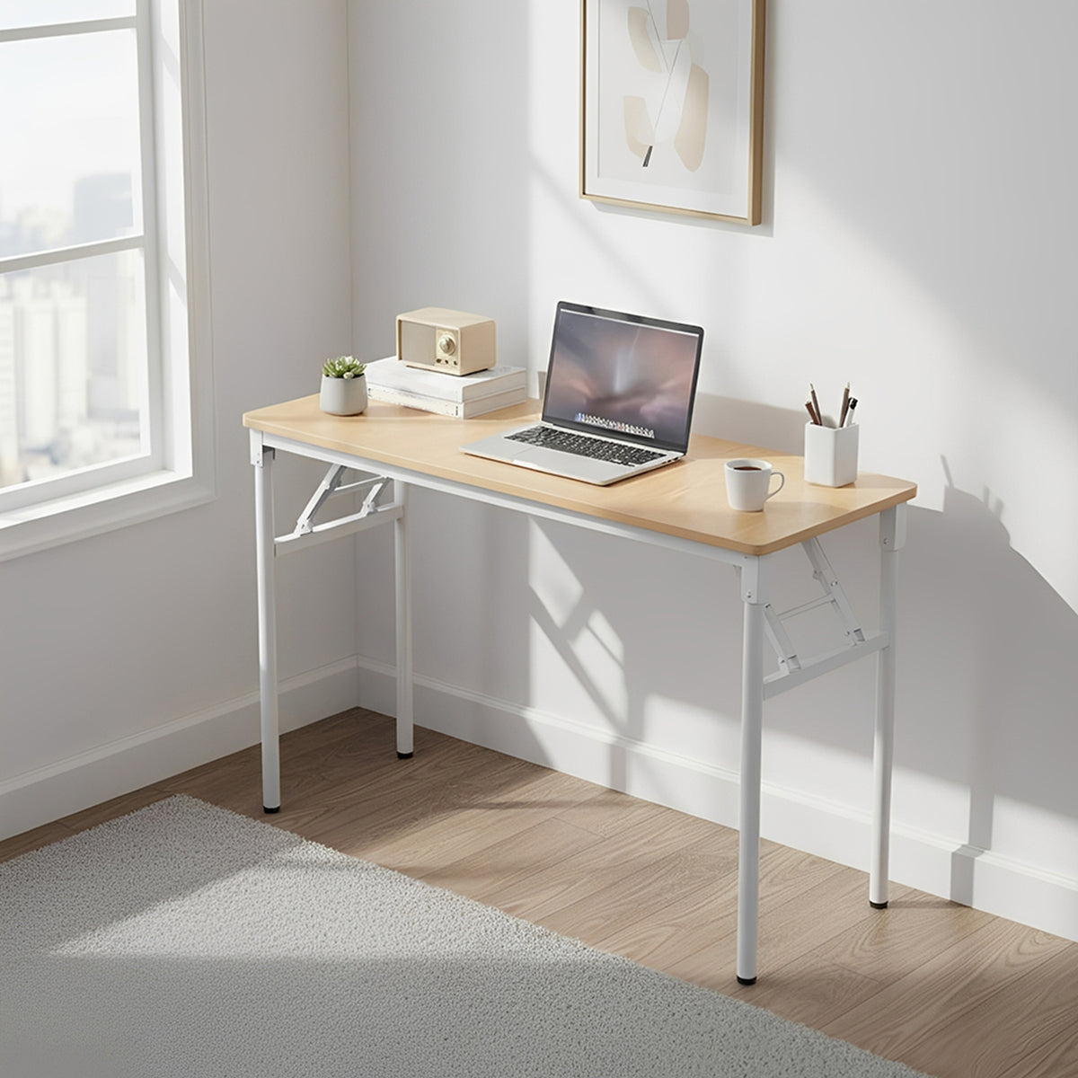 Folding Office Desk with Adjustable Foot Pads