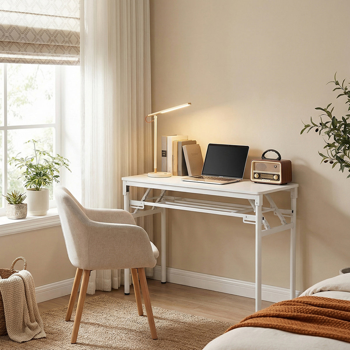 Folding Office Desk with Adjustable Foot Pads