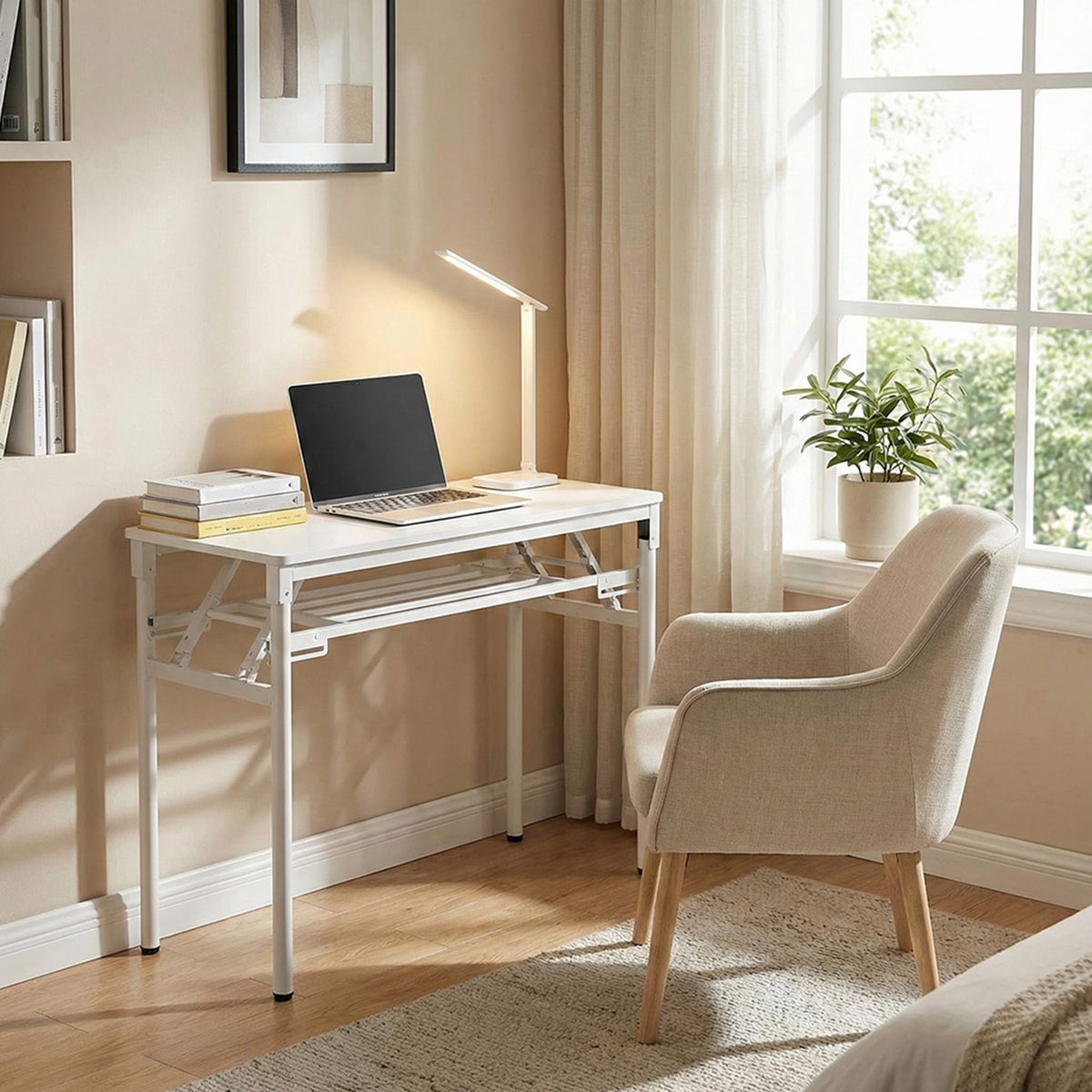 Folding Office Desk with Adjustable Foot Pads