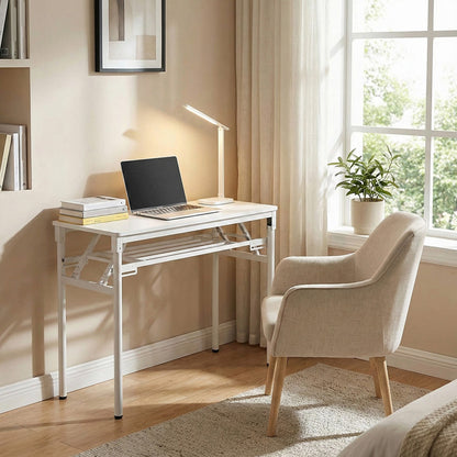 Folding Office Desk with Adjustable Foot Pads