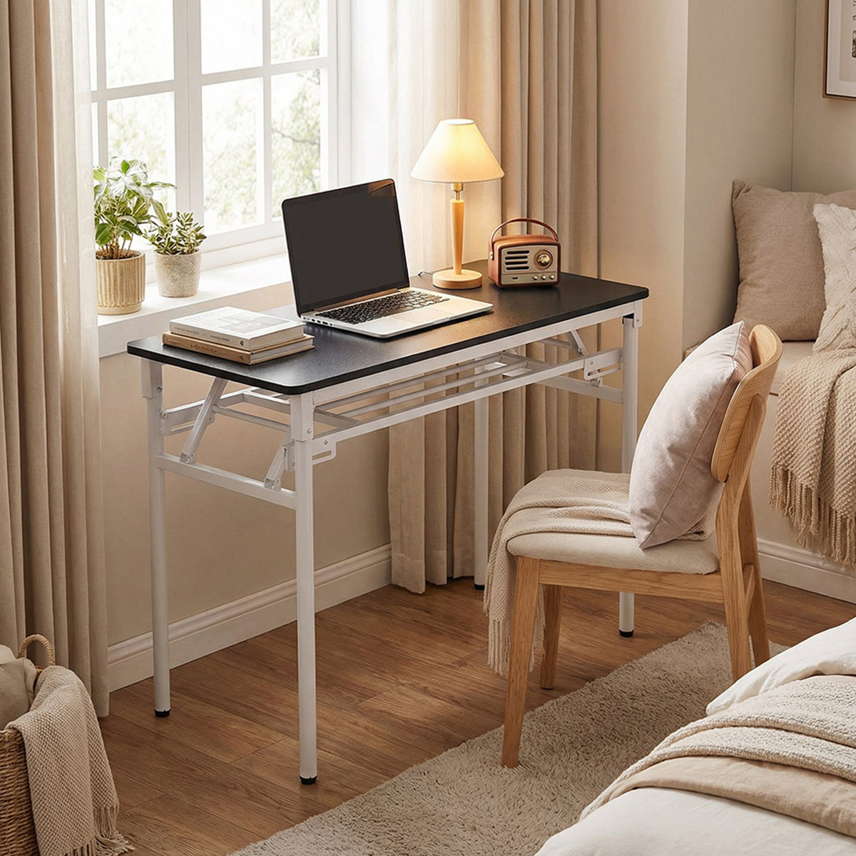 Folding Office Desk with Adjustable Foot Pads